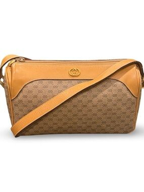 Gucci Brown/Tan GG Canvas and Leather Crossbody Bag